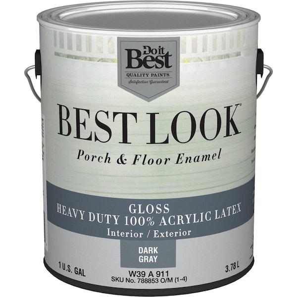 All-Source Best Look 1 Gal. Dark Gray Base Heavy-Duty Acrylic Latex Gloss Porch & Floor Enamel W39A00911-16 - main
